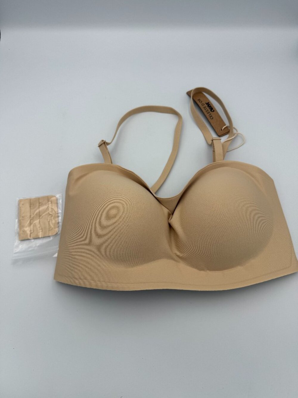 Celeste D'Or Curve Wireless Strapless Bra Beige Small NWT